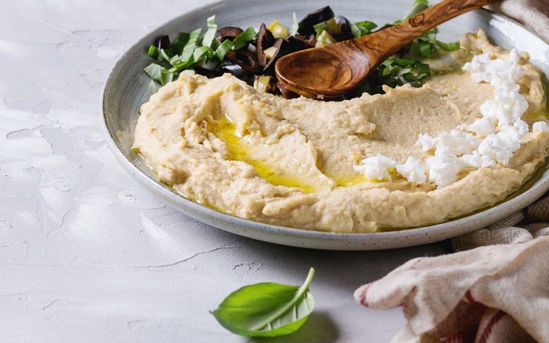 Hummus with Basil olive oil