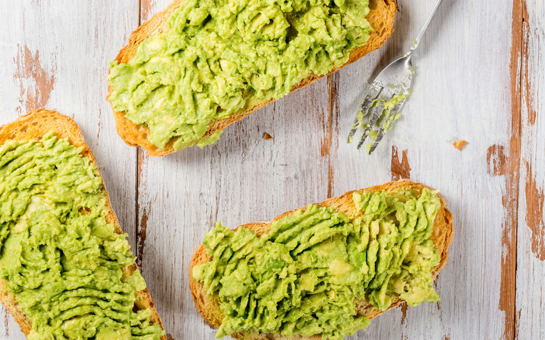 Smashed avocado on toast or crackers