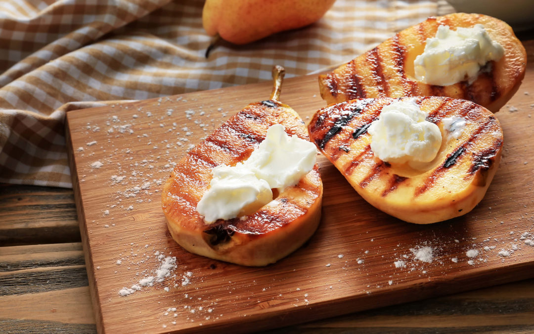 Pears braised with Raspberry Cinnamon Pear Caramel Sauce – Chef Mike Silber